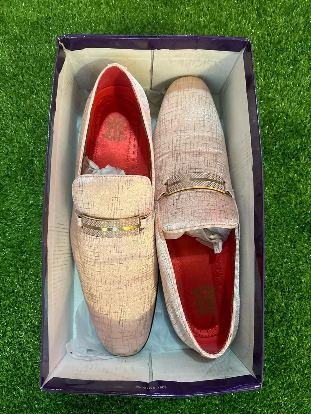After Midnite Salmon Textured Slip-On Loafer with Gold Bit, Size 12